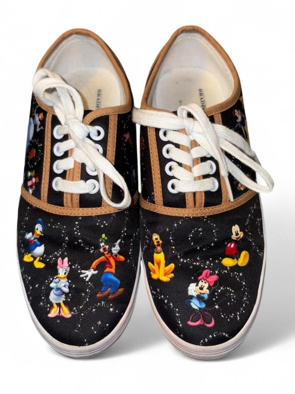 The Bradford Exchange Black Disney Character Sneakers with Tan Trim